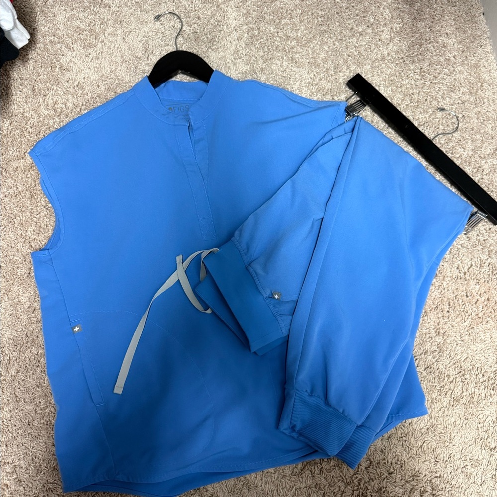 Figs Blue Top and Jogger scrub Set